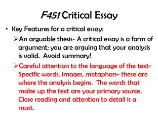 F451 Critical Essay