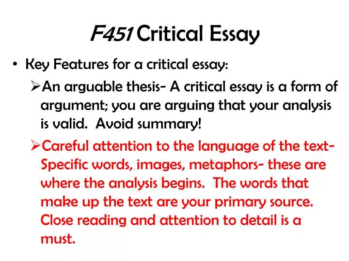 f451 critical essay