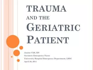 trauma and the Geriatric Patient