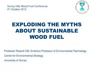 Surrey Hills Wood Fuel Conference 4 th October 2013