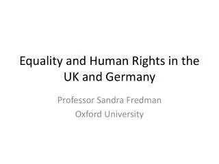 Equality and Human Rights in the UK and Germany