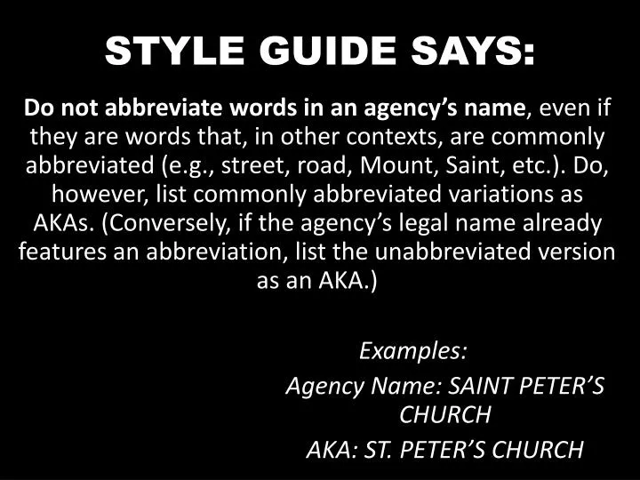 style guide says