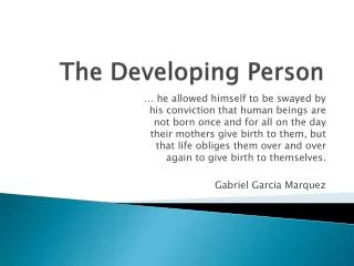 The Developing Person