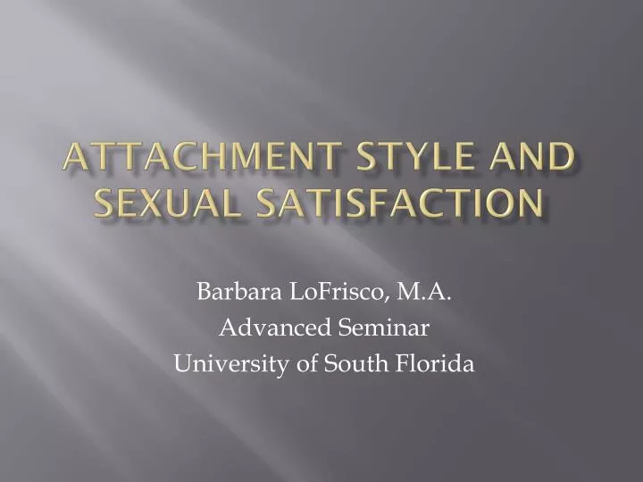 attachment style and sexual satisfaction