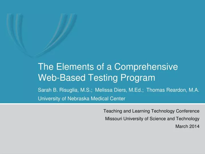 the elements of a comprehensive web based testing program