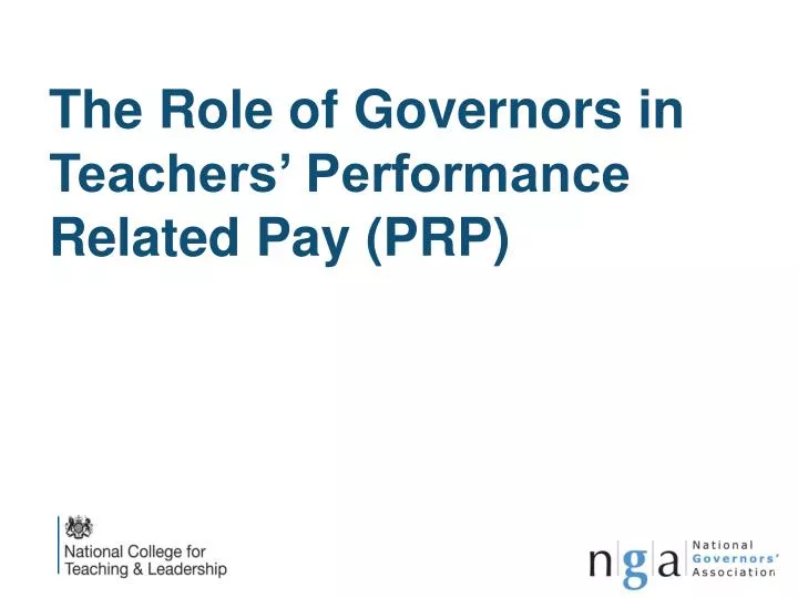 the role of governors in teachers performance related pay prp