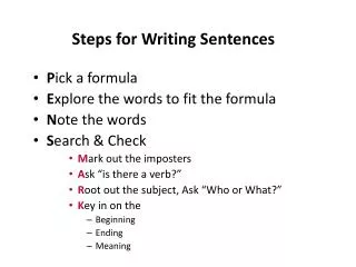 Steps for Writing Sentences