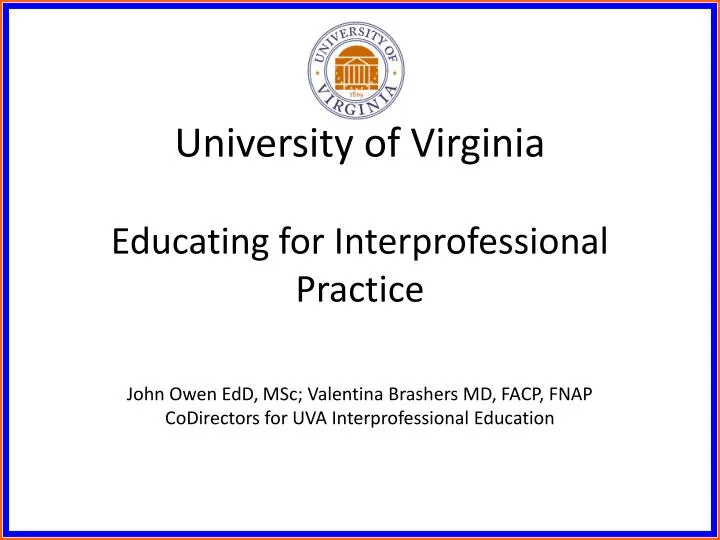 university of virginia educating for interprofessional practice