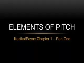 Elements of Pitch