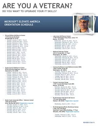 Microsoft Elevate America Orientation Schedule Prince William SkillSource Center