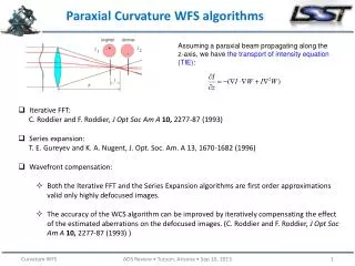 Paraxial Curvature WFS algorithms