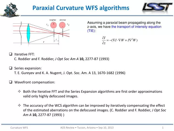 paraxial curvature wfs algorithms