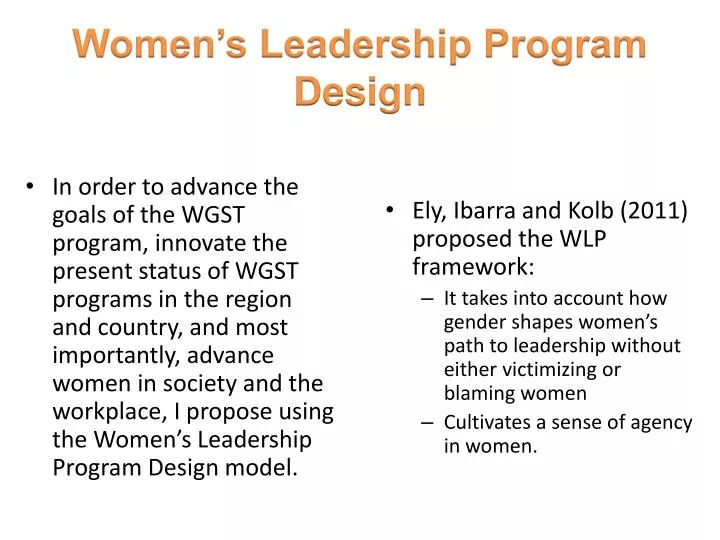 women s leadership program design