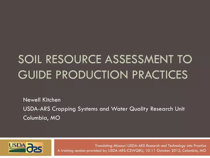 soil resource assessment to guide production practices