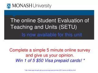 The online Student Evaluation of Teaching and Units (SETU)