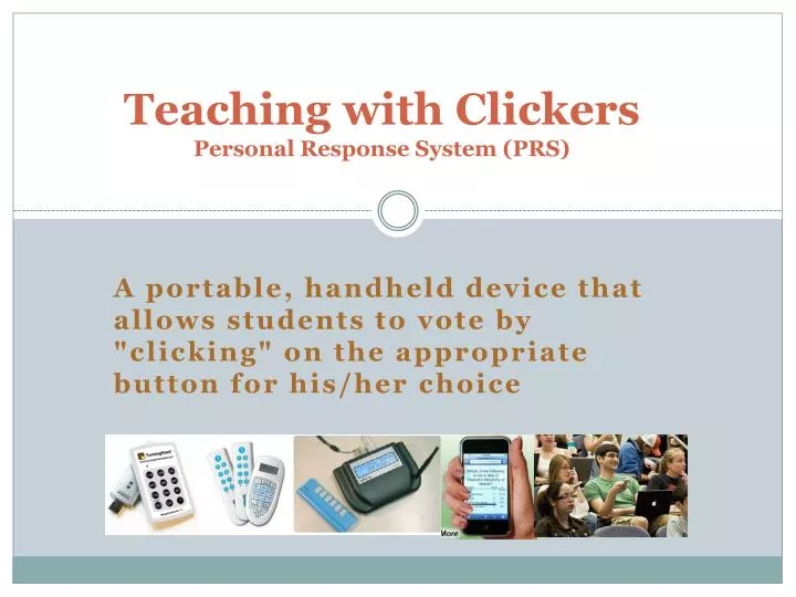teaching with clickers personal response system prs
