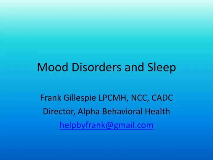 mood disorders and sleep