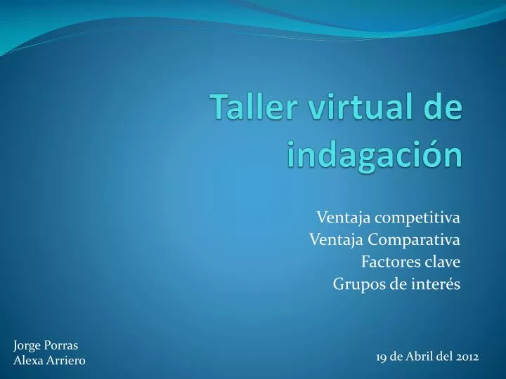 taller virtual de indagaci n