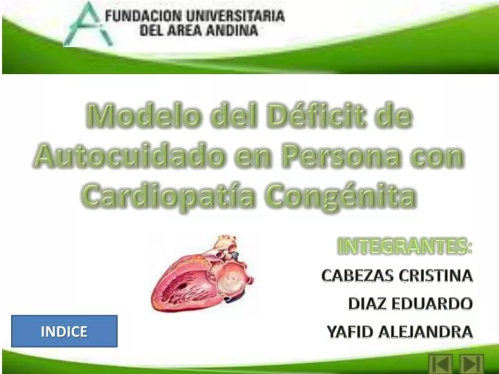 modelo del d ficit de autocuidado en persona con cardiopat a cong nita