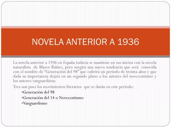 novela anterior a 1936