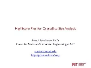 HighScore Plus for Crystallite Size Analysis
