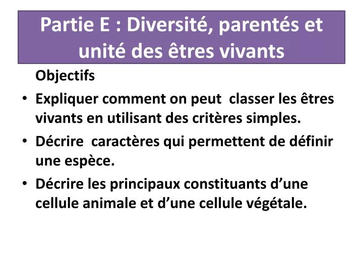 partie e diversit parent s et unit des tres vivants