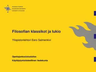filosofian klassikot ja lukio
