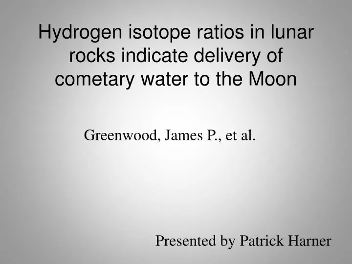 hydrogen isotope ratios in lunar rocks indicate delivery of cometary water to the moon