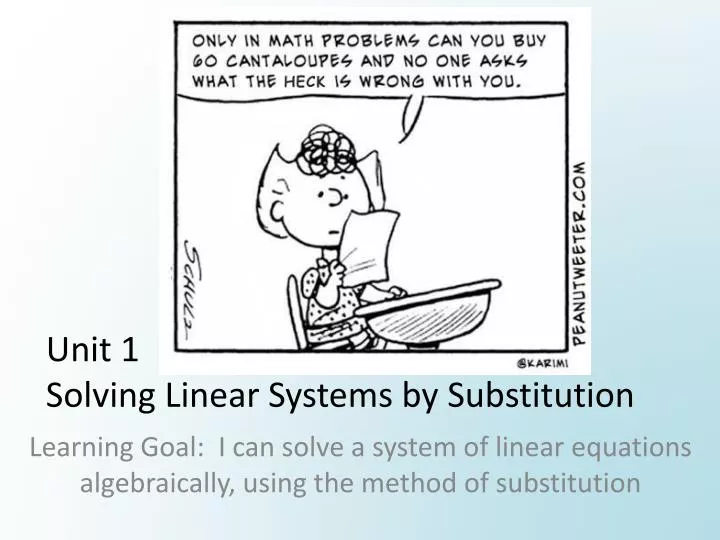 unit 1 solving linear systems by substitution