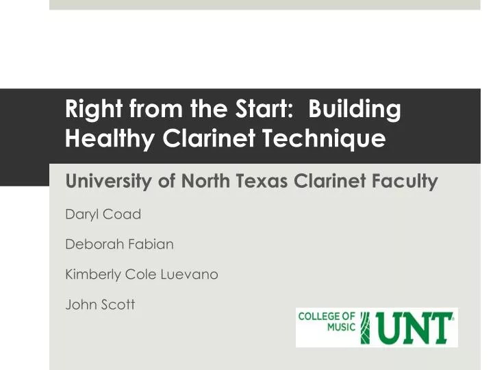 right from the start building healthy clarinet technique
