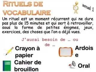 rituels de vocabulaire