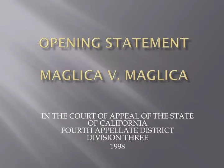opening statement maglica v maglica