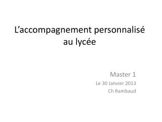 l accompagnement personnalis au lyc e