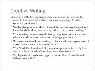 Creative Writing