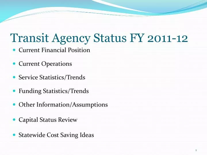 transit agency status fy 2011 12