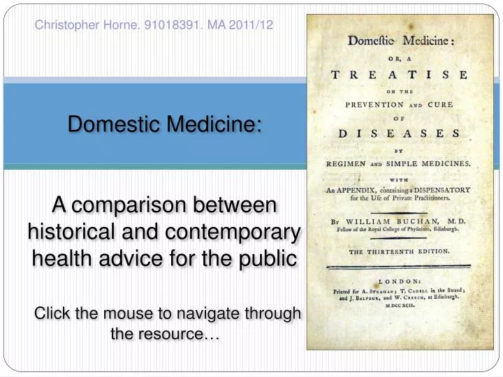 domestic medicine a comparison between historical and contemporary health advice for the public