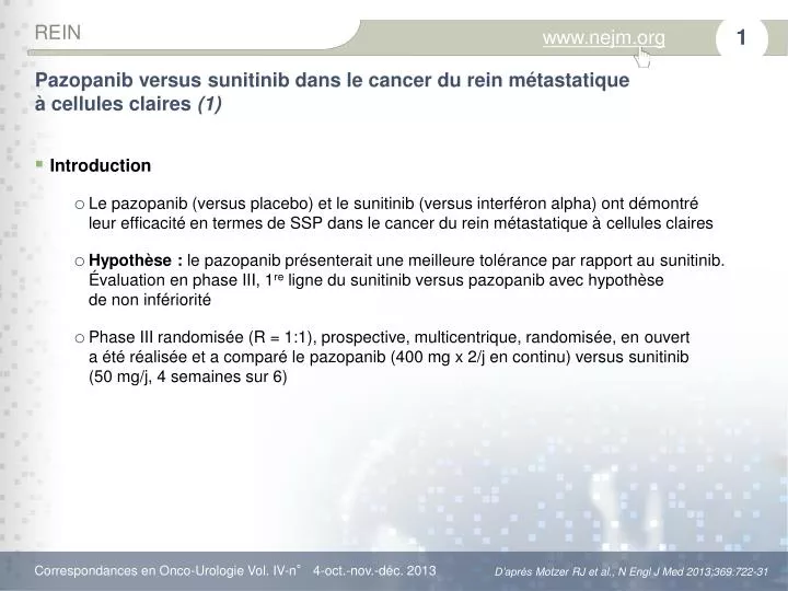 pazopanib versus sunitinib dans le cancer du rein m tastatique cellules claires 1