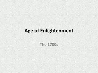 age of enlightenment