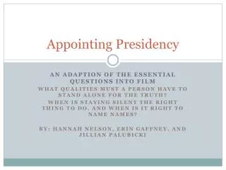 Appointing Presidency