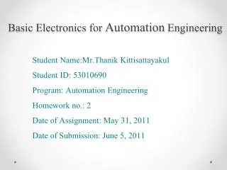 basic electronics for automation engineering