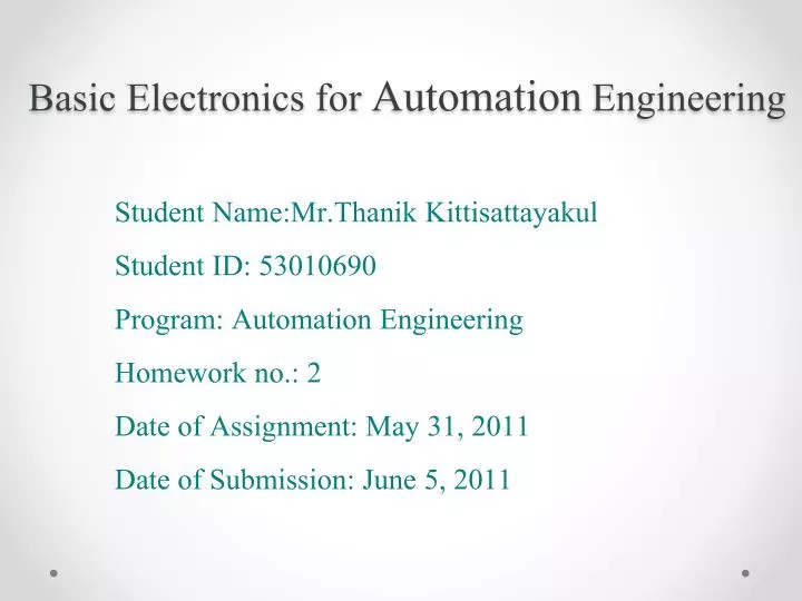 basic electronics for automation engineering