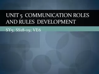 Unit 5 Communication roles and rules development