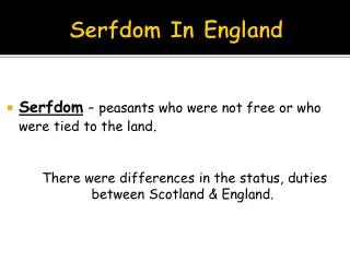 Serfdom In England