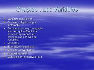 chapitre les variables
