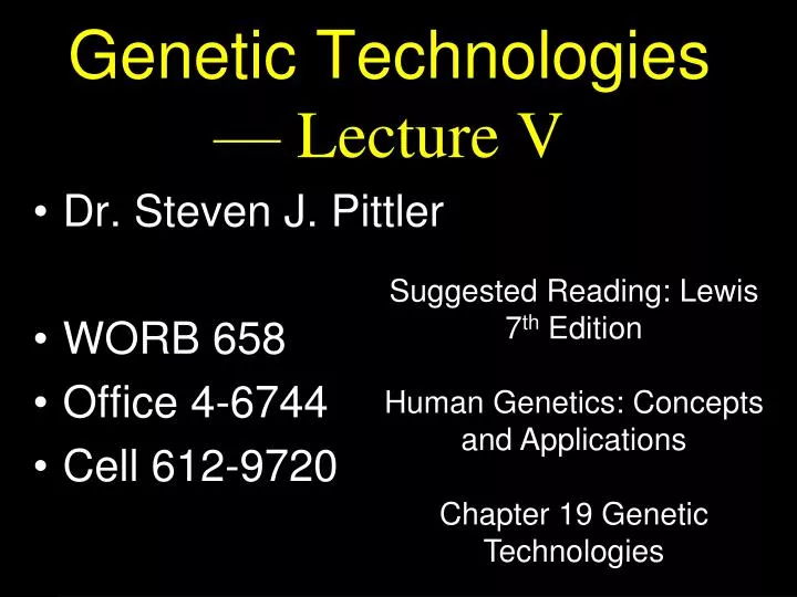 genetic technologies lecture v