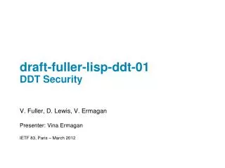draft -fuller-lisp-ddt-01 DDT Security