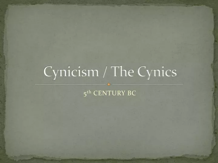 cynicism the cynics