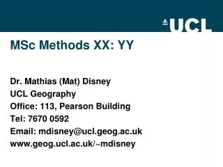 MSc Methods XX: YY