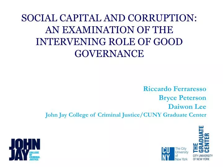social capital and corruption an examination of the intervening role of good governance