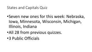 States and Capitals Quiz